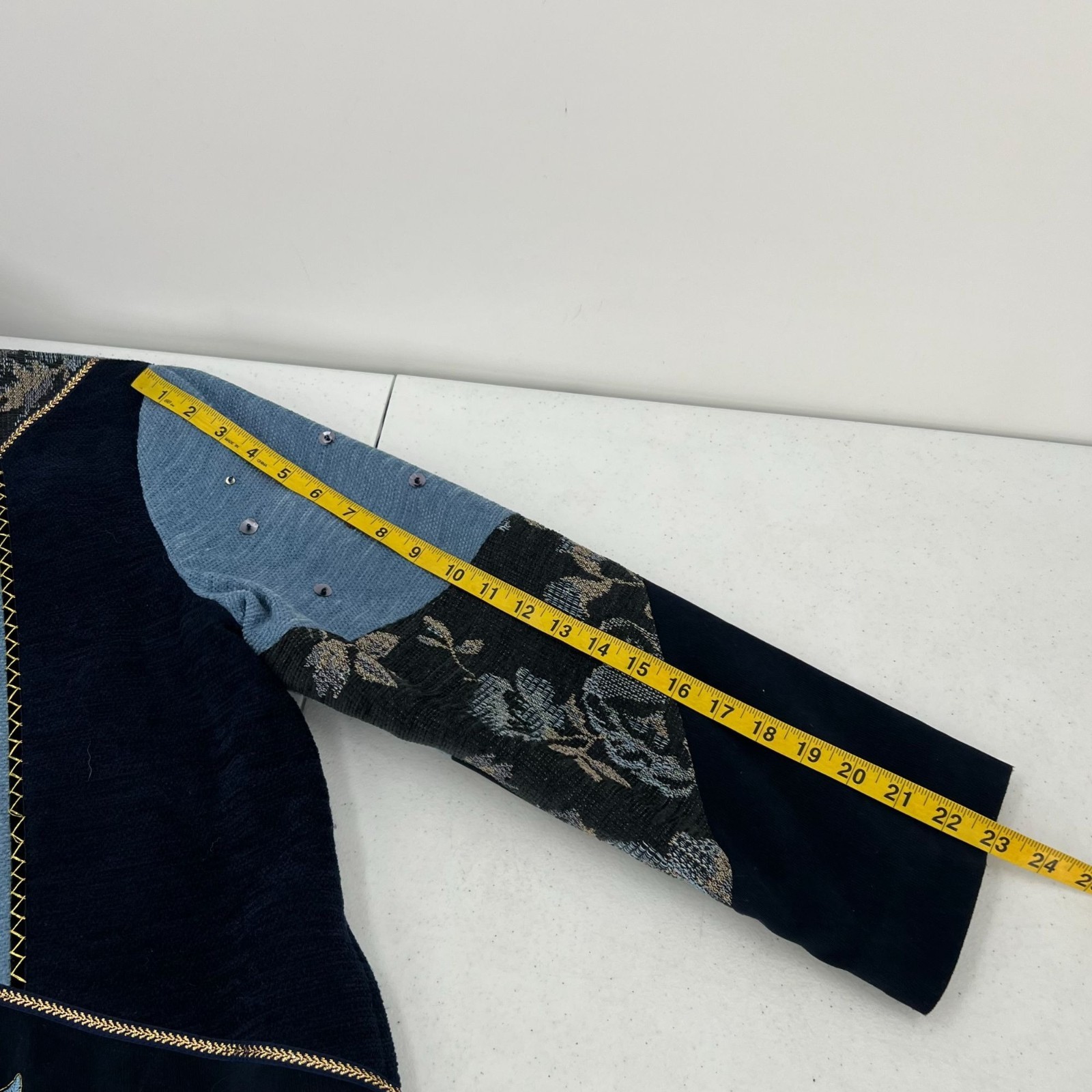 Graff Petite Large PL Patchwork Jacket Blue Embro… - image 8