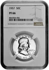1957 50C Proof Silver Franklin Half Dollar NGC Graded PF 66 White Coin
