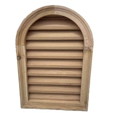 16 in. x 24 in. Arch Top Wood Built-in Screen Gable Louver Vent W/ Brickmould