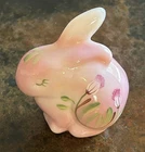Fenton Pink Rosalene Bunny Figurine Hand Painted D. Caplinger Signed Shelley EX
