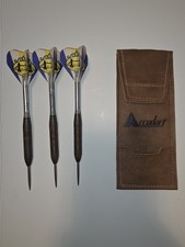 Vintage Brass Dart Set with Flights - Steel Tip W/ Accudart Pouch- 18g