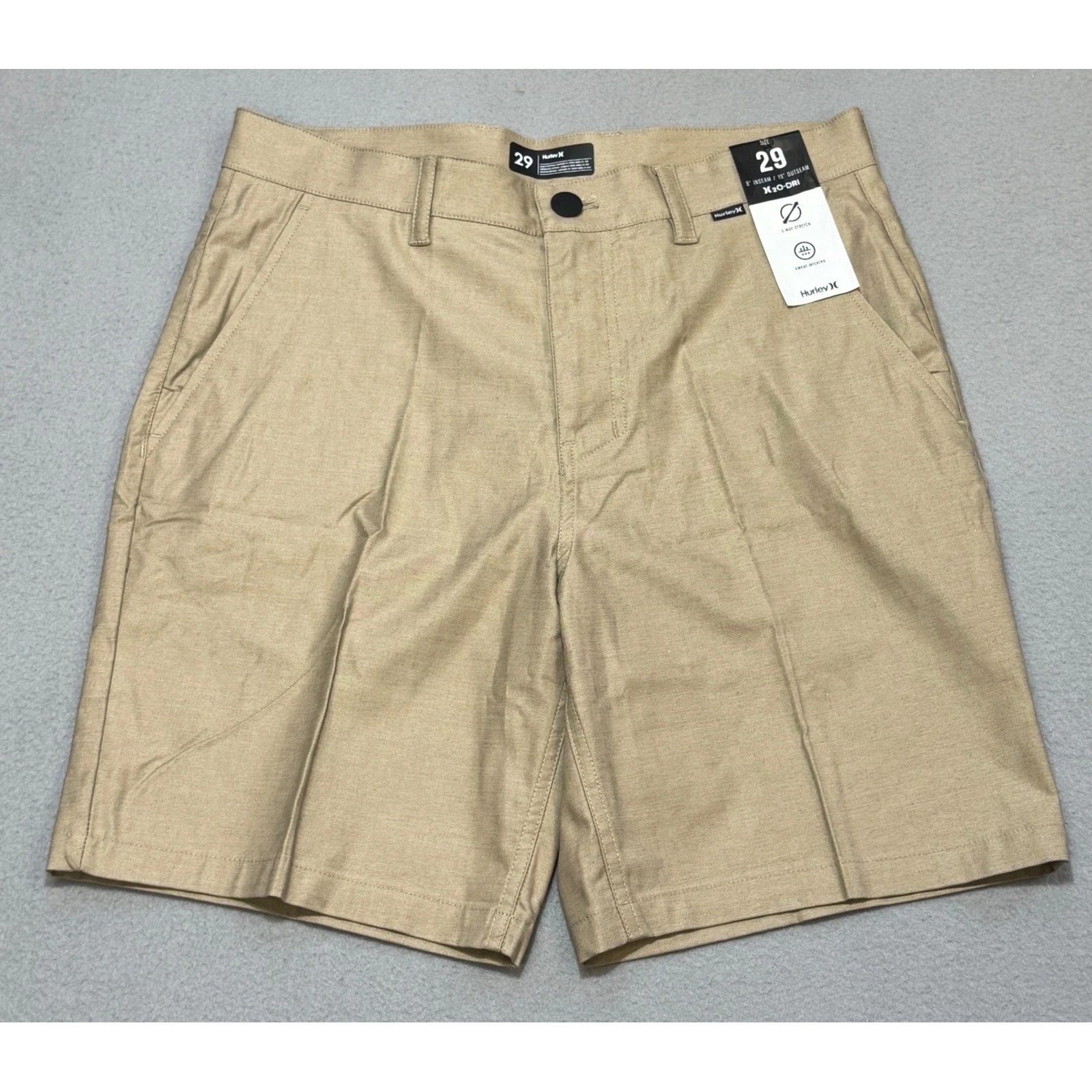 HURLEY Dri-Breathe 19 Walk Shorts Mens 29 Khaki Tan Sweat-Wicking Stretch NWT
