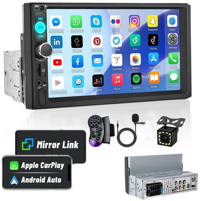 #ad Single 1Din 7quot; Touch Screen Stereo Bluetooth Radio Car Apple Android Carplay GPS $41.79