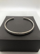 Vintage 925 Marcasite Bangle Hallmarked Jewellery Sterling Silver Bracelet Vtg