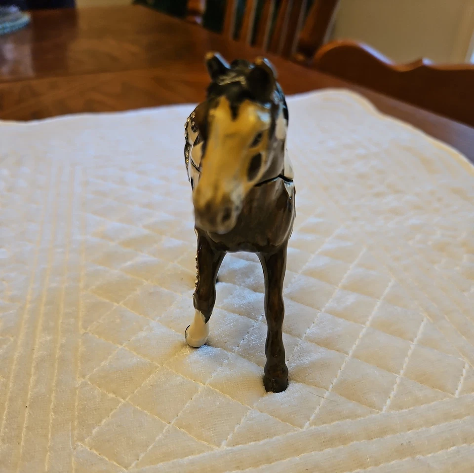 Horse Trinket Box. Hand Painted Enamel with Swarovski Crystals - Image 2 of 4