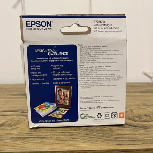 Epson 702 (T702520-S) Tri-Color Ink Cartridge EXP 2/2027 Factory Sealed - 第 4/7 張圖片