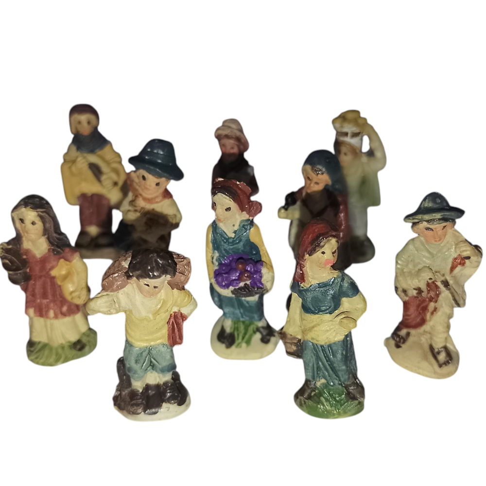 10 Mini Pastorelli piccoli cm3.5  Presepe statuine assortite Personaggi Pastori