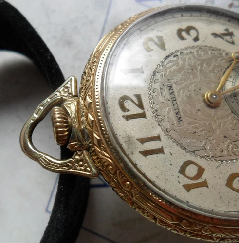 Ornate Antique 1923 Waltham 12 Size 14k Illinois G/F Open Face Pocket Watch Runs