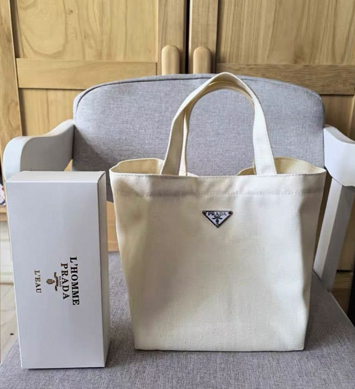 Prada Beauty Mini Canvas Tote Bag Ivory Novelty GWP Top Handle - New in Box