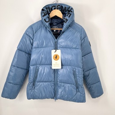 $348 NWT SAVE THE DUCK Lois Puffer Jacket Blue RARE! Synthetic Down Sz Small