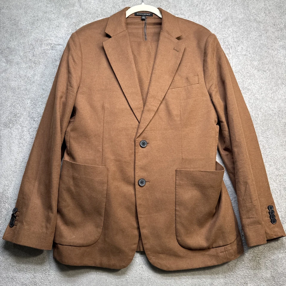 Traje de lino marrón Banana Republic para hombre ajuste a medida 38S chaqueta 31x30 pantalones Foto 2 de 4