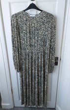 Large Size 12/14 Mango Dress Maxi Dots Green Cream White Summer Holiday Long