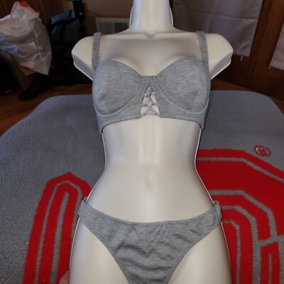 NEW Kendall + Kylie Jersey Knit Bra & Panties matching lingerie set 32D & size S