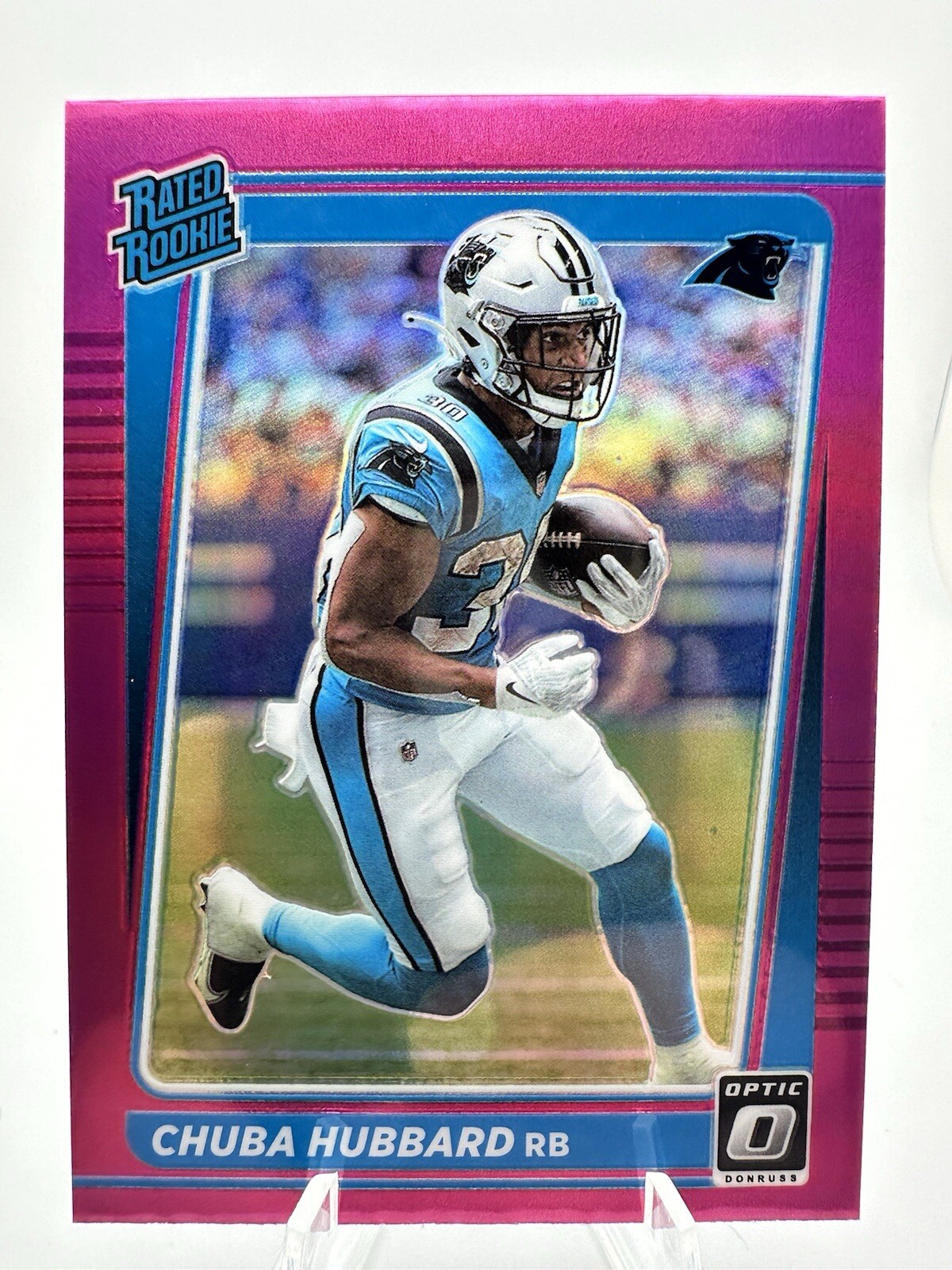 Chuba Hubbard 2021 Donruss Optic #225 Rated Rookie Pink