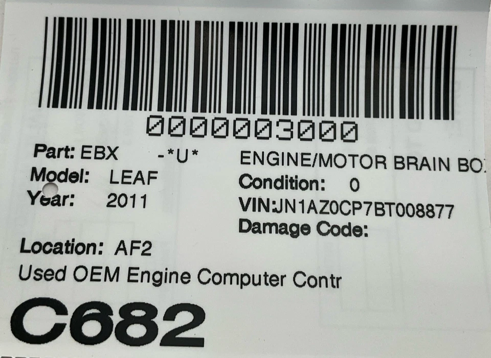 2011-2012 NISSAN LEAF Engine Motor Brain Box OEM MEV01050M11804 - Image 4 of 4