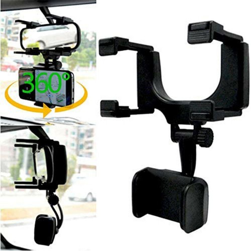 Car Rearview Mirror Phone Holder 360°Rotating Rear View Mount for iPhone Samsung - Picture 4 of 11