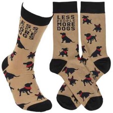 Less People More Dogs Unisex Crew Socks Size M/L Primitives by Kathy Fashion