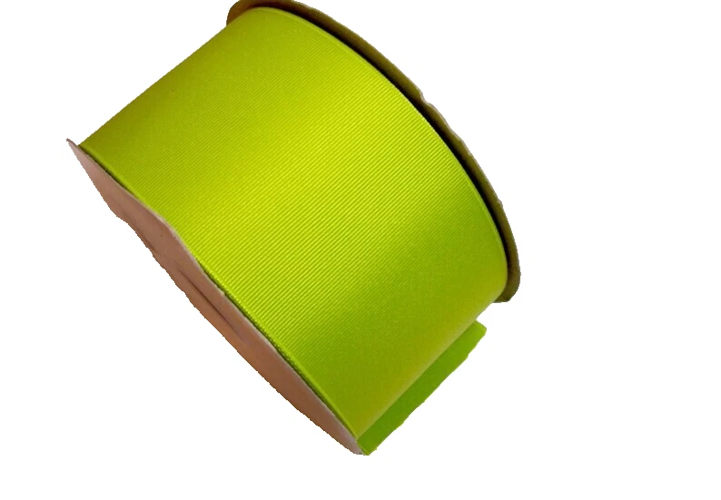 Green Grosgrain Ribbon 3 inches wide x 7 yards Schiff Lime Polyester Cheer B40 - Image 3 of 4
