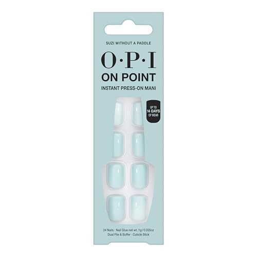 OPI On Point Suzi Without a Paddle Short Round Light Pastel Blue Press On Nails - Picture 1 of 6