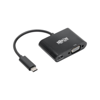 Tripp Lite USB-C Stecker zu VGA mit USB3.1 Buchse Adapterkabel - Schwarz