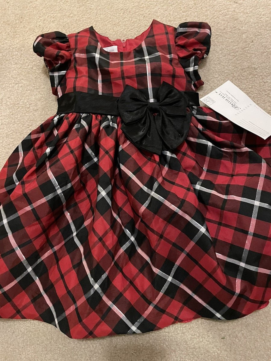 bonnie jean christmas dress 3t Toddler Girls Red Plaid Holiday NWT this smocked cotton dress