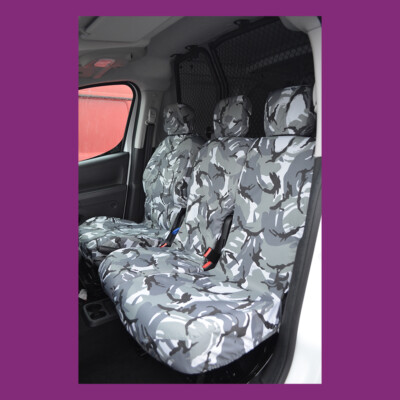 Peugeot Partner 08-2018 Waterproof Tailored Front Triple 3 Grey Camo Seat Covers