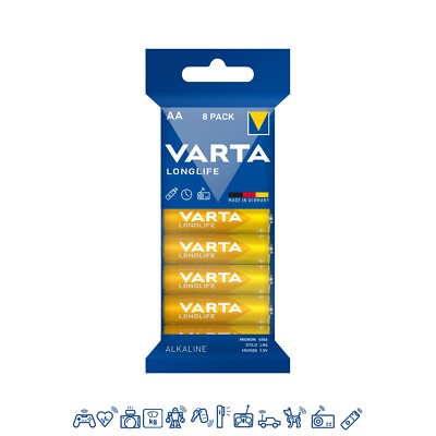 16 x Varta Longlife AA Mignon LR6 4106 Batterien 1,5V in Folie - MHD 2028