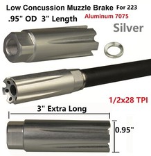 Anodied Silver Low Concussion 223 Muzzle Brake Compensator 1/2x28