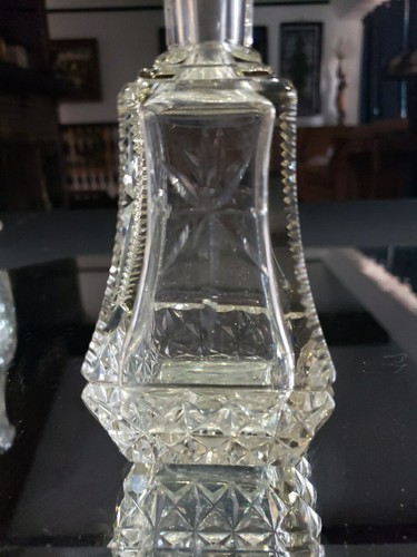 Decanter bottiglia Colonia profumo 8" tappo originale vetro taglio antico London Eng - Foto 4 di 24
