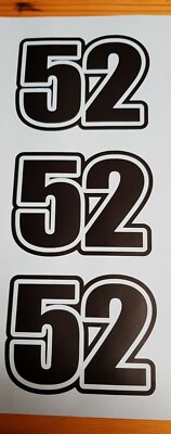 Rennnummer 4''x3'' Aufkleber Decal x3 THC52