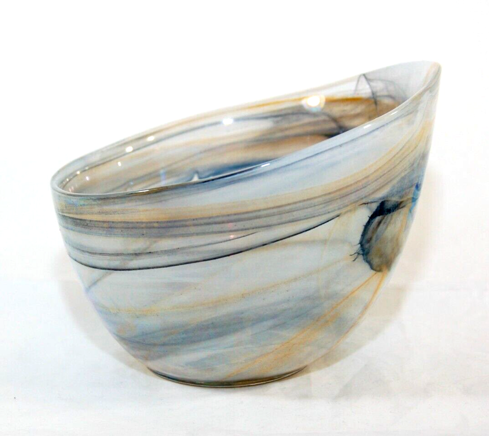 Smoky Swirl asymmetrical art glass decorative gray/brown bowls set 2 eBay