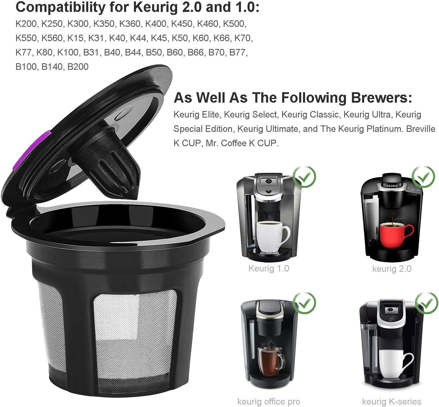 🆕 6 Black K-Cup Reusable Refillable Replacement Coffee Filter Holder for Keurig