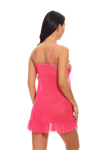 Women's Sexy Lingerie Lace Sheer Cupless Slip Dress G-string Nightwear Sleepwear - Picture 32 of 37