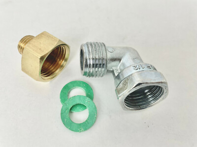 Übergang 1/2''R x 1/4''lks Gas Adapter Messing + Verbindungswinkel 90° 1/2'' Rechts