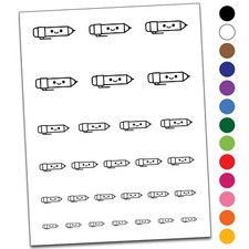 Kawaii Mechanical Pencil Teacher School Temporary Tattoo Water Resistant Set
