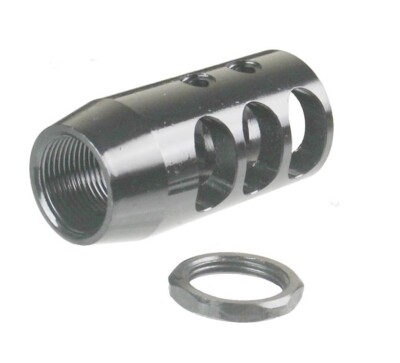 All Steel 49/64-20 TPI  12.7x42 mm .50 Beo Muzzle Brake W 49/64x20 TPI Jam Nut