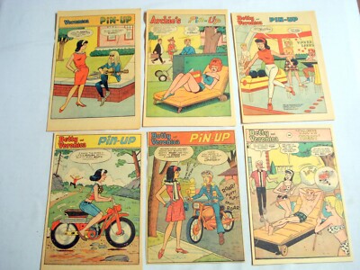 Six 1964-1966 Archie Comic Pin-Up Pages Betty and Veronica, Archie