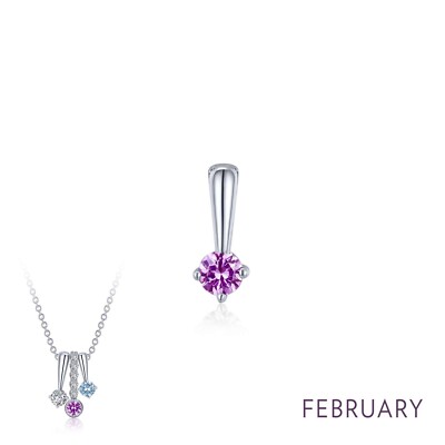 *BRAND NEW* Simulated Diamonds and Amethyst February Birthstone Love Pendant