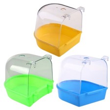 Parrot Bath Box Bird Bathtub Clear Top Hanging for Small Birds Cage