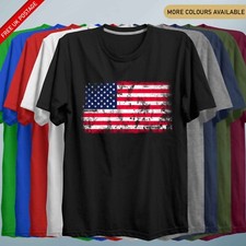 USA Flag T-Shirt S-5XL Mens American Retro Distressed United States July 4th Tee