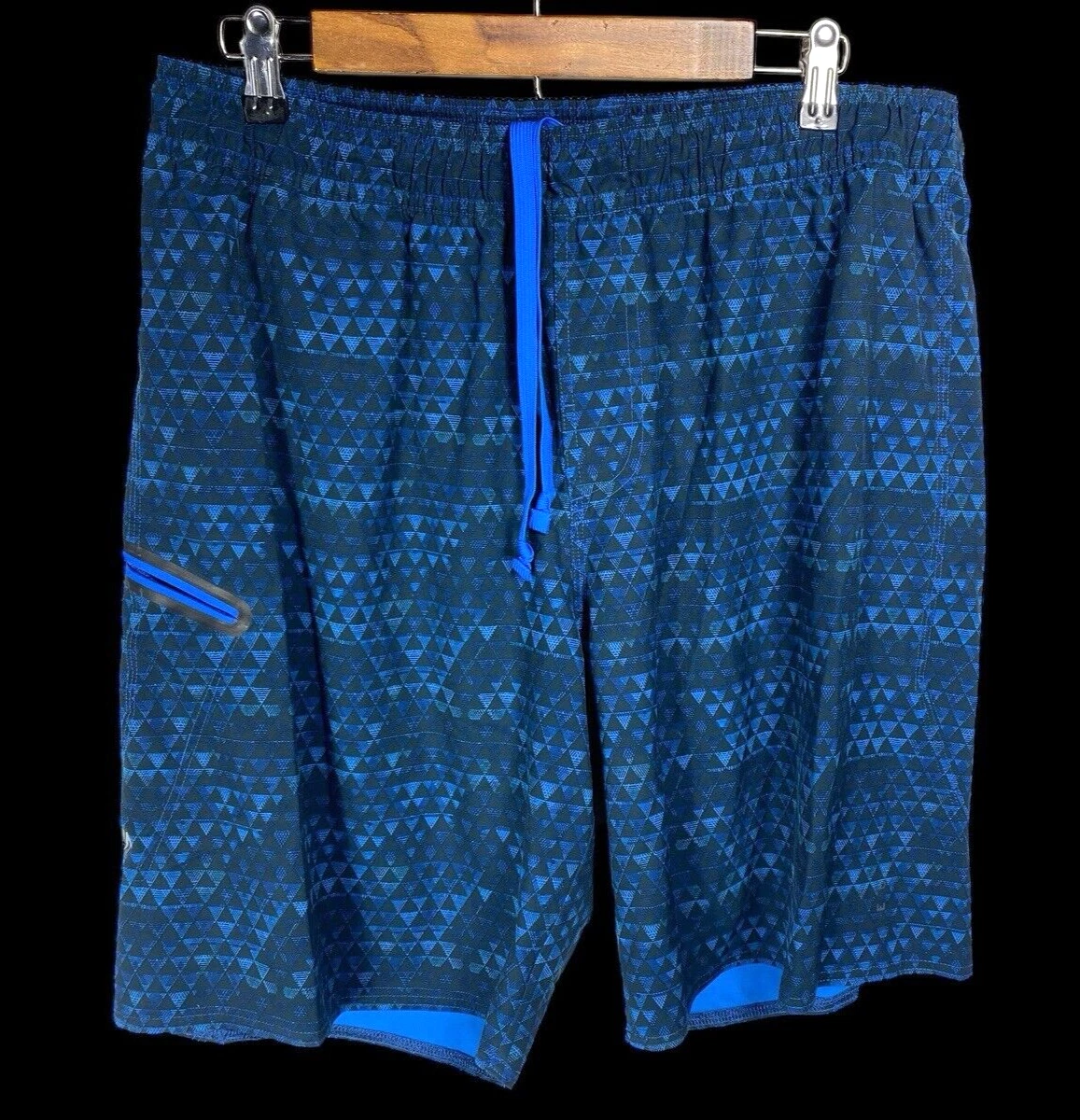 Eddie Bauer Shorts Size XL Mens Blue Print Travex Nylon Running Hiking Quick Dry