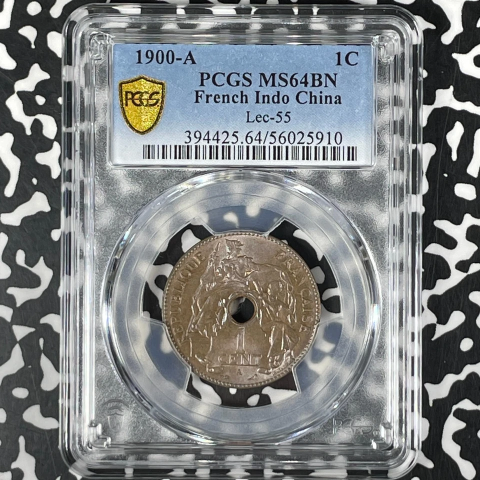 1900-A French Indo-China 1 Centime PCGS MS64BN Lot#G072 Choice UNC! Lec-55 - Image 2 of 4