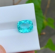10.3 Ct Natural Paraiba Tourmaline Greenish Neon Blue Cushion Cut Loose Gemstone