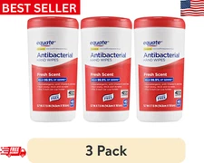 (3 pack) Equate Antibacterial Hand Wipes, Fresh Scent, 40 Ct