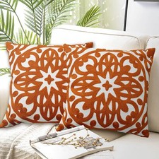Embroidered Decorative Throw Pillow Cover 18x18 inches Set of 2 Pieces, Boho ...