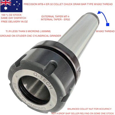 Precision Collet Chuck ER32 MT4 with Drawbar Thread M16 ground on cnc grinder