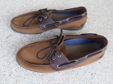 Sperry Top-Sider Tan Nubuck and Brown Leather Boat Shoes Men's 9 M