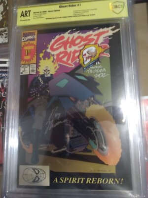 Marvel Roy Thomas Original Ghost Rider Autographed Sketch 9x12 and Ghostrider #1