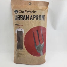 Chef Works Unisex Dorset Chefs Bib Apron Earth Brown. New