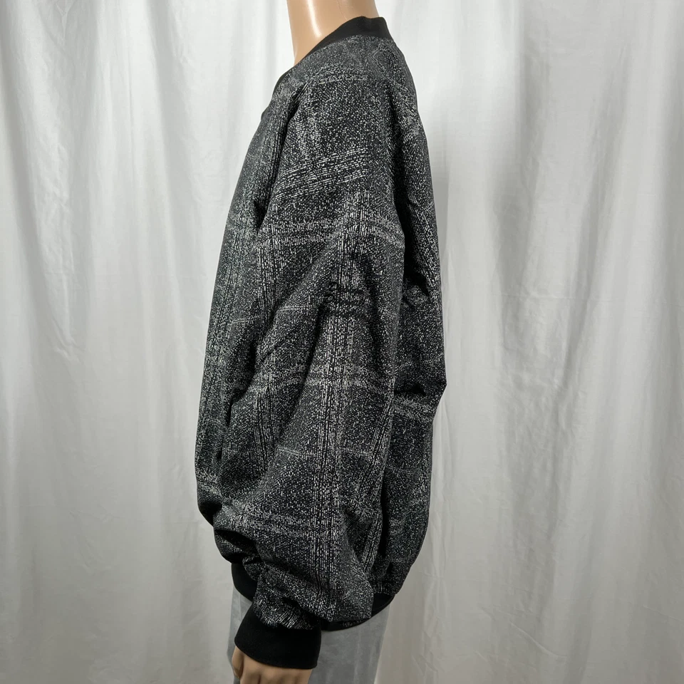 Pullover cortavientos de golf vintage Page & Tuttle XXL negro a cuadros cuello en V para hombre Foto 3 de 4